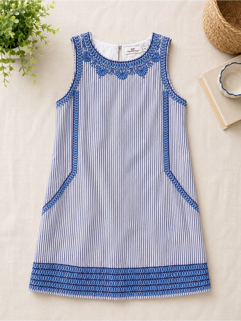 Vineyard Vines Blue Stripe Embroidered Shift Dress Size 00